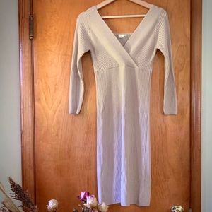 Royal Party Sexy Body-Con Taupe Sweater Midi Dress